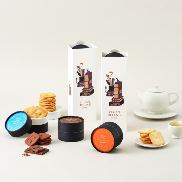 [비건헬렌스] 블랙시리즈 쿠키 3개입 선물 세트   책거리(80g * 3)