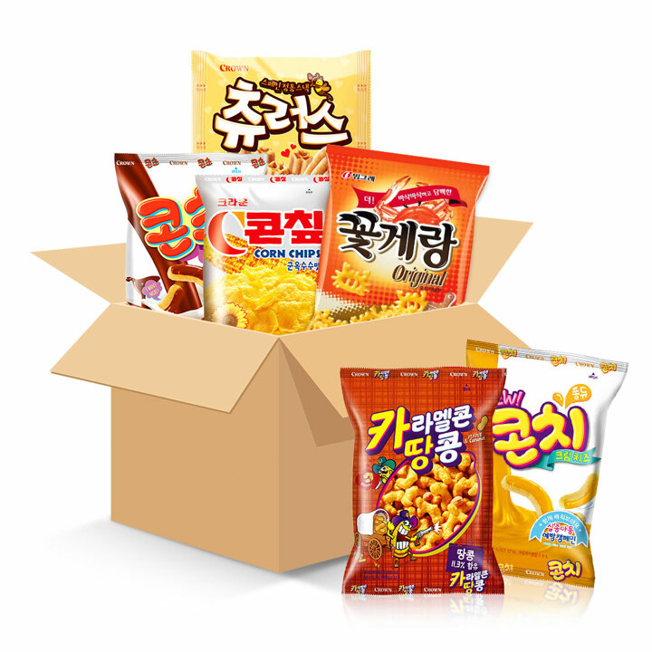 크라운 과자세트 베스트팩 6입 / 과자선물세트 간식세트 / 꽃게랑 츄러스 카라멜콘땅콩 콘칩 콘초 콘치
