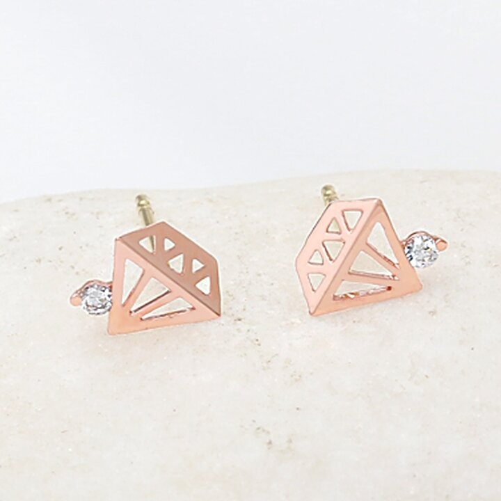 14K Gold 다이아몬드 데일리 심플 베이직 미니 금 귀걸이