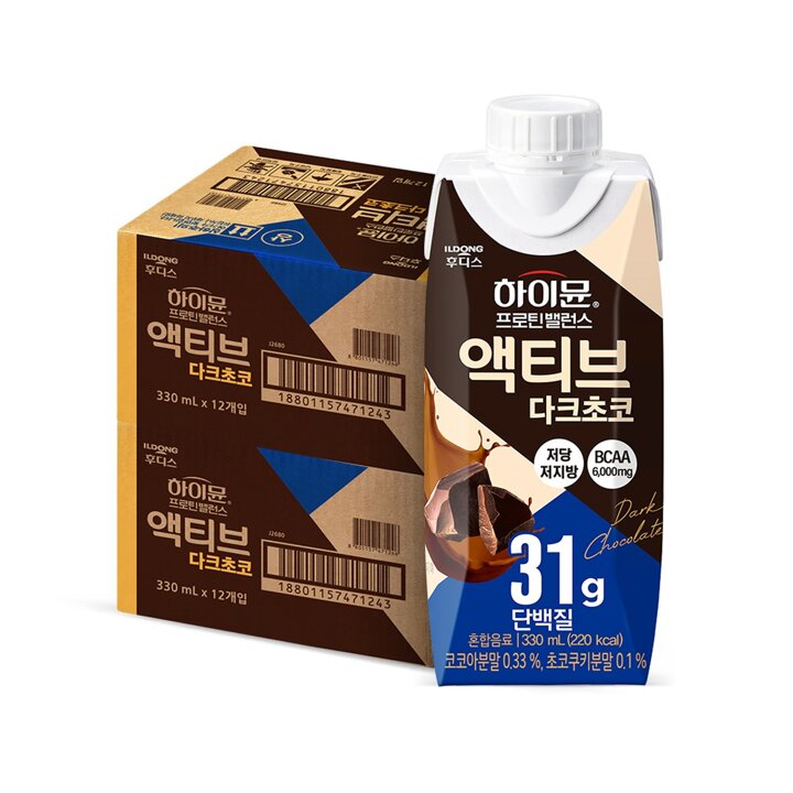 하이뮨 프로틴 밸런스 액티브 다크초코(330mlx12입) 2박스