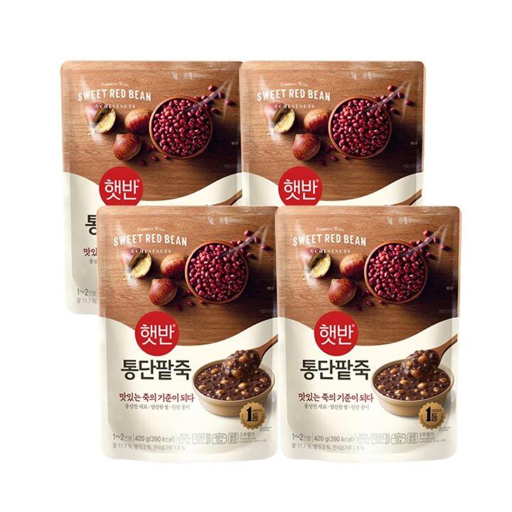 CJ 햇반 소프트밀 통단팥죽 420g x 4개