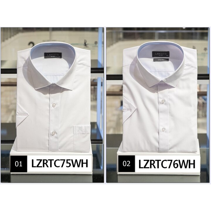 (신세계김해점)란체티 남성 화이트 일반핏 /슬림핏 반소매 와이셔츠 LZRTC76/75WH 2종