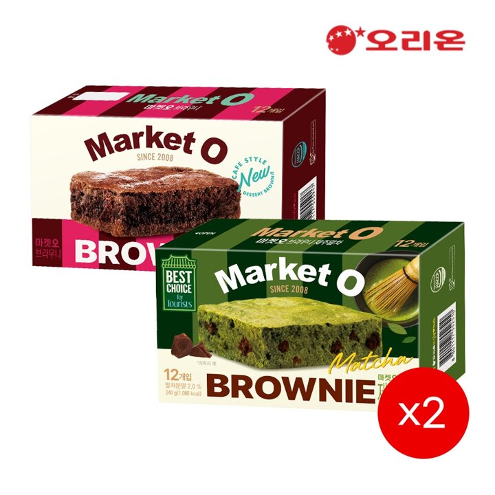 (G)오리온 마켓오 브라우니 말차 12P(240g) 2개 + 마켓오 브라우니 12P(240g)2개