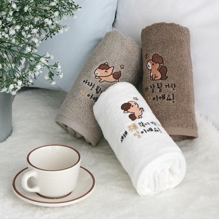 말자수 세면타올 150g 3매 선물세트 (크림상하+쇼핑백)