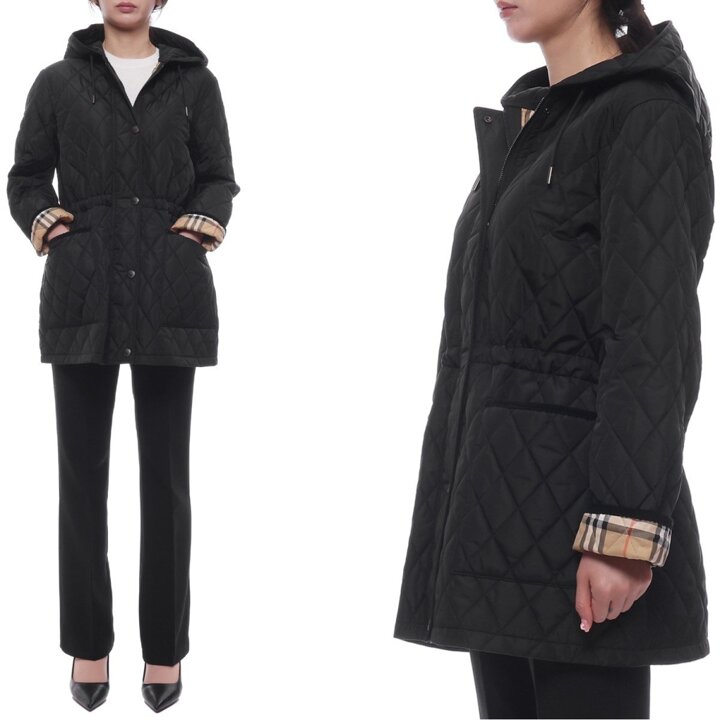 (신세계마산점)[버버리] 25FW 여성 퀼팅 후드 재킷 (8110531 BLACK SAND 25F)