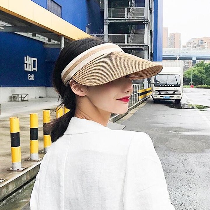 해피라탄썬캡여성여름챙넓은리프모자외선차단