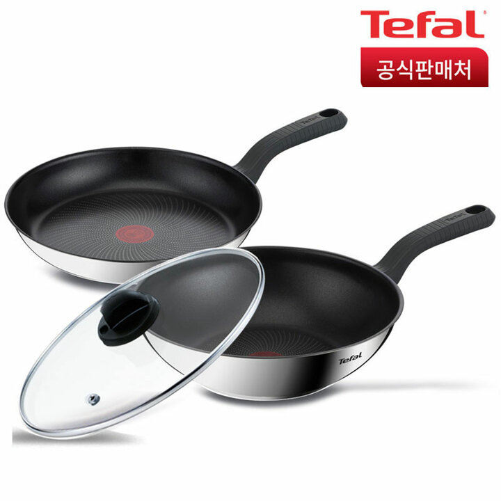 테팔 인덕션 에센스쿡 3종(팬28+웍28+정품뚜껑28)