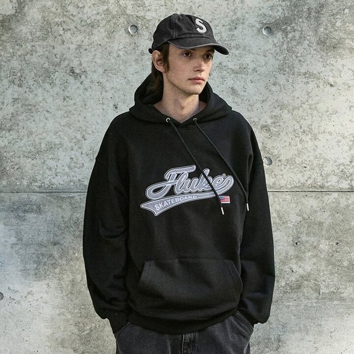 플루크 커시브 자수 로고 후드 티셔츠 FHT2036-Z / 3color W