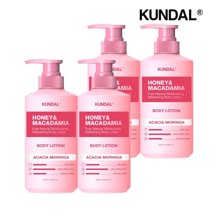 쿤달 허니 앤 마카다미아 퓨어 바디로션 아카시아 모링가 500ml x4개