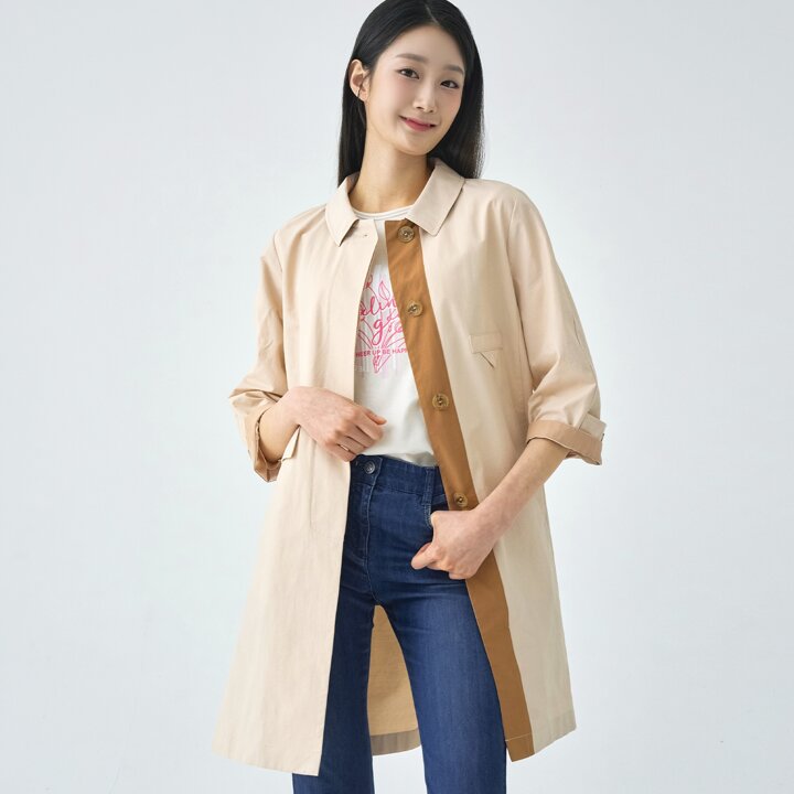 [지센] 스탠카라 A라인 플랩 코트 LCCAO335_BE