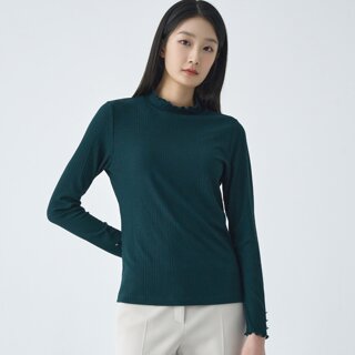 [지센] (3컬러) 변형 골지 터틀넥 티셔츠 LFTSO102