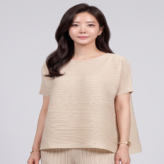 플라라 (88까지)솔리드라운드플리츠블라우스PK2SBL005C