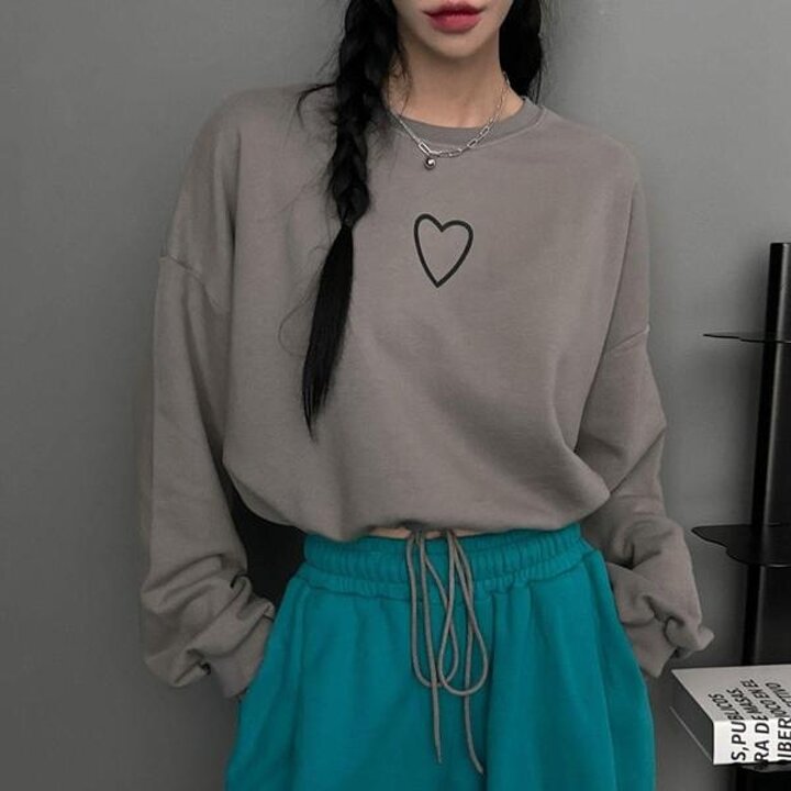 여자 하트긴팔티 드로우코드 방송댄스복 맨투맨