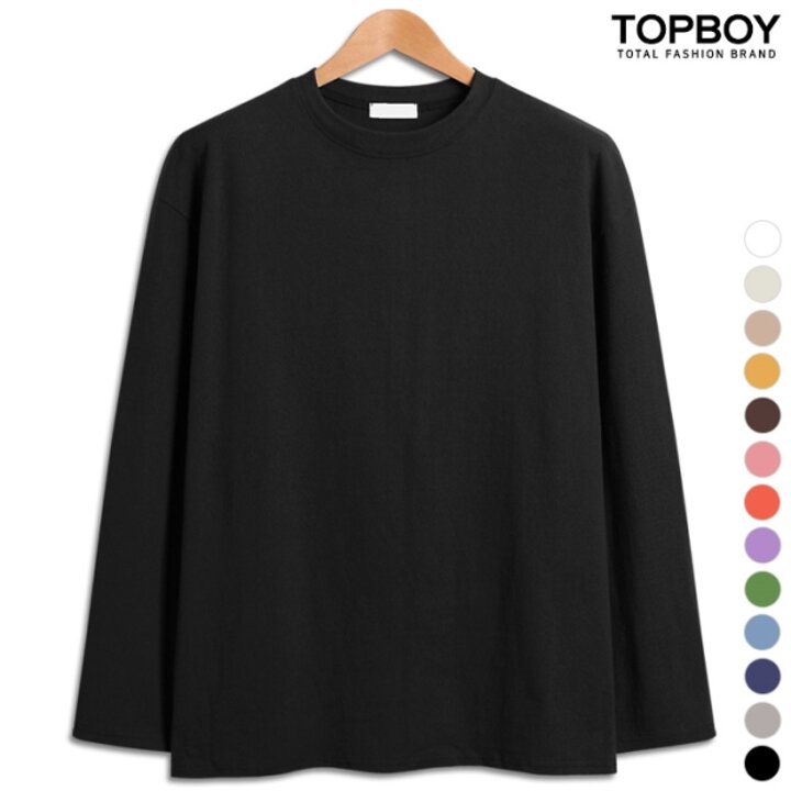 [탑보이] 데일리 코디 10수 오버핏 긴팔티 (SI007)