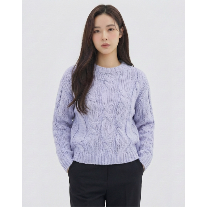 [반에이크] 빅꽈배기 패턴 니트_VB32KTQ410Z