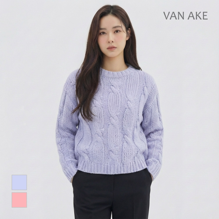 [반에이크] 빅꽈배기 패턴 니트_VB32KTQ410Z