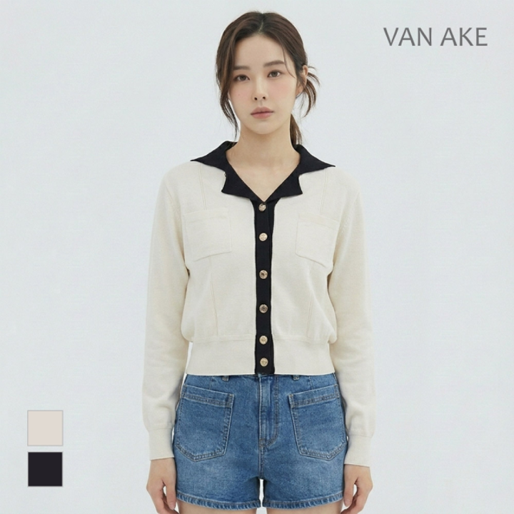 [반에이크] 카라배색디자인 니트가디건_VB34KCQ305Z