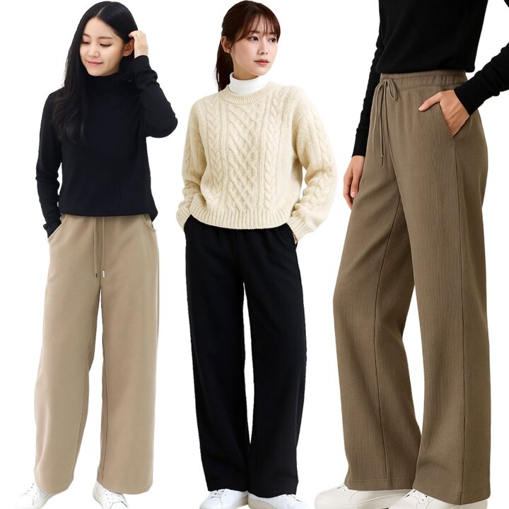 코듀로이 기모 와이드팬츠 겨울 따뜻한 세로골지 롱핏 데일리 바지