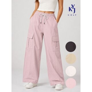 [하프클럽/김영주골프] 여름 앞절개 카고 쿨 팬츠 여성 와이드 밴딩 바지 KQMLSL66