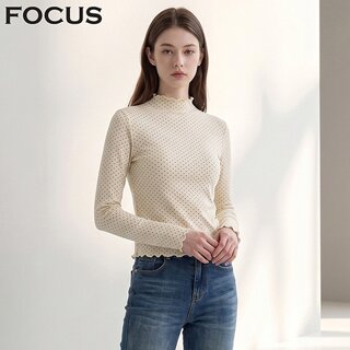 [포커스] 웨이브 절개 도트 레이어드 티셔츠_VF6F1TS6600