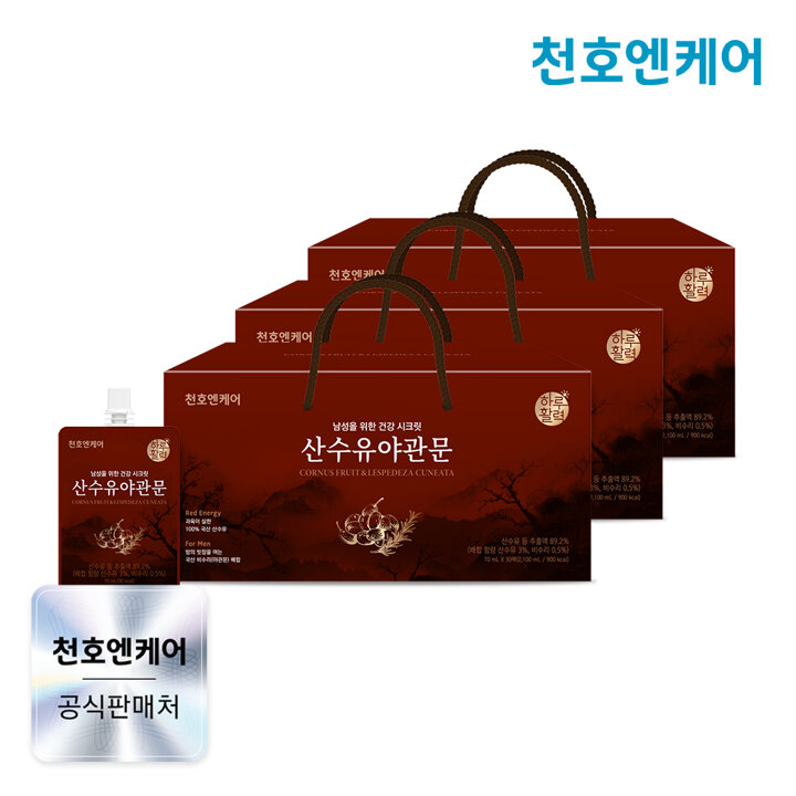 [천호엔케어] 하루활력 산수유야관문즙 70ml 30팩 3박스/국산산수유,비수리