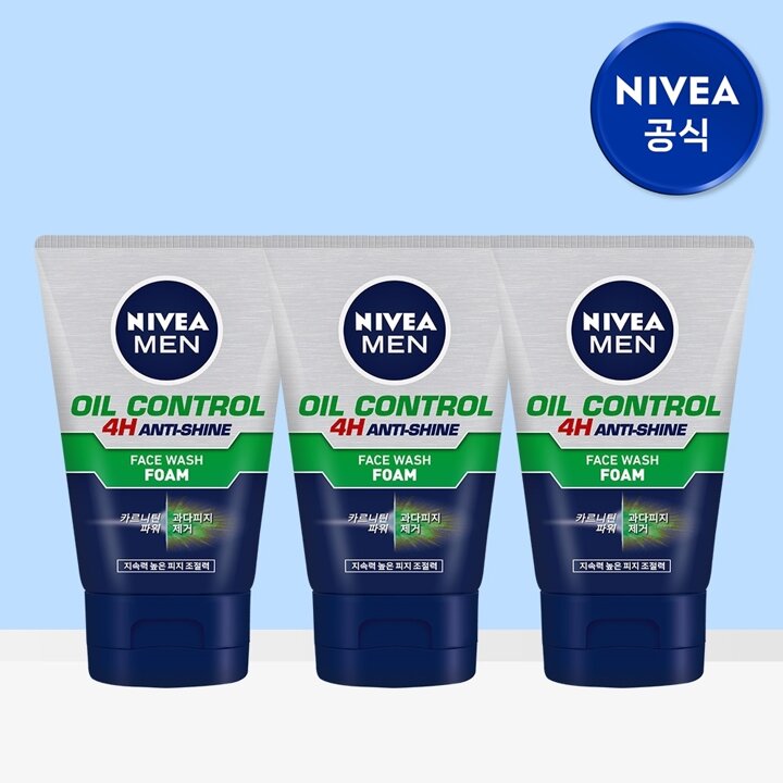 니베아 맨 오일 컨트롤 훼이스 워시 폼 100g 3개