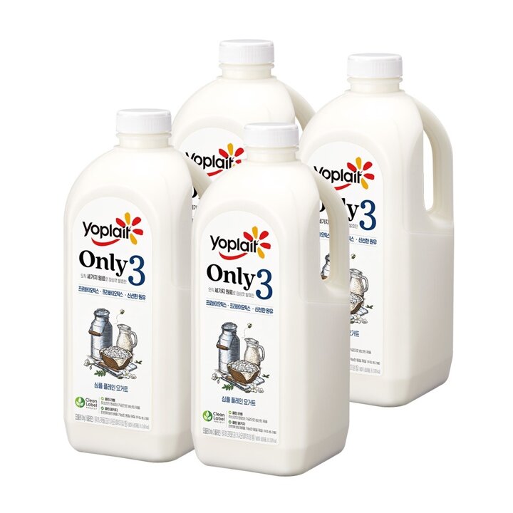빙그레 요플레 Only3 플레인 요거트 대용량 1.8L 4병
