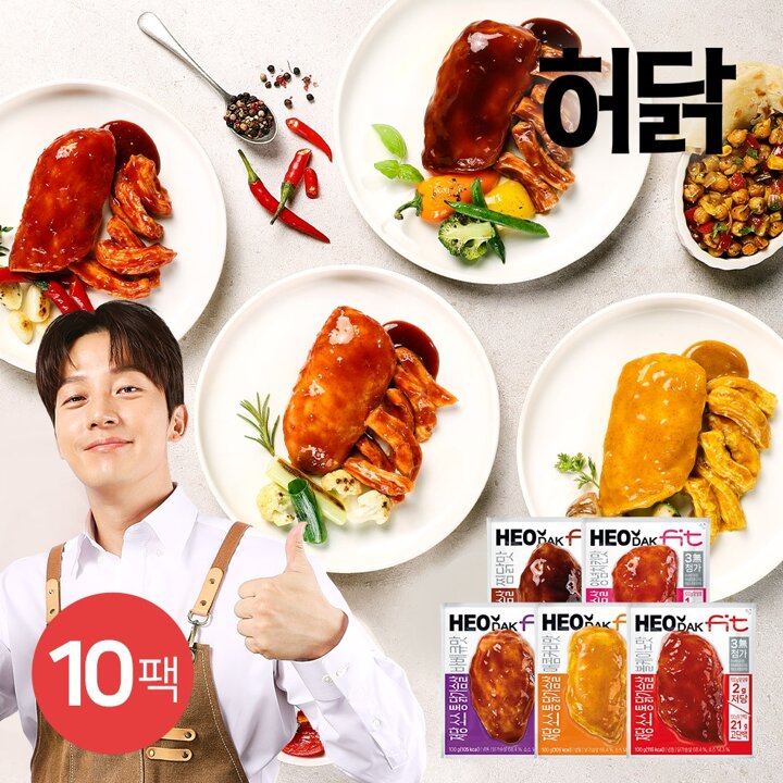 [허닭][신상할인] FIT 저당 소스 통 닭가슴살 100g 5종 10팩