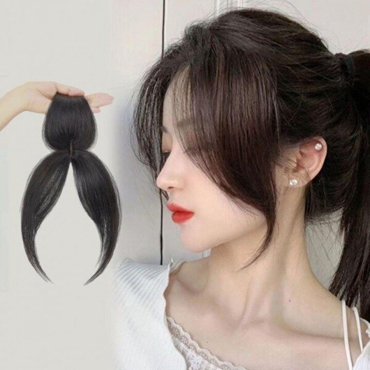 MNO 윗머리 가르마 볼륨 피스 부분 가발 여자 인모 패션 붙임 앞머리 피스가발 헤어피스