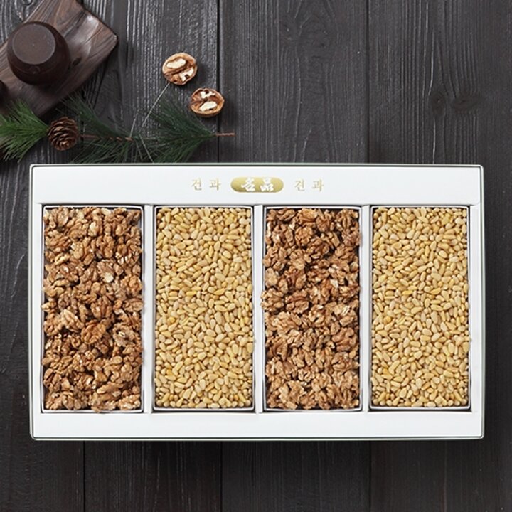 [대명상사]임산물세트 2호 (호두/잣) (조각호두살 특 205g x2상자 )+(잣 200g x2 상자)