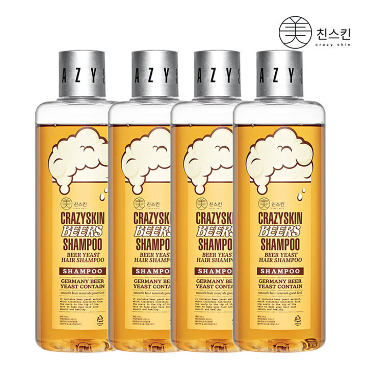 [무료배송][미친스킨] 맥주효모 샴푸 300g (4개) +샘플 파우치 12매 S-PS04SA12