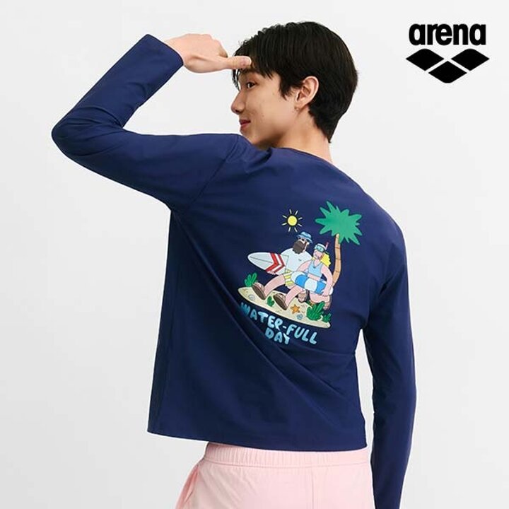 [아레나수영복] ARENA x 전황일 남성 루즈핏 래쉬가드 A6BM1RR95NVY