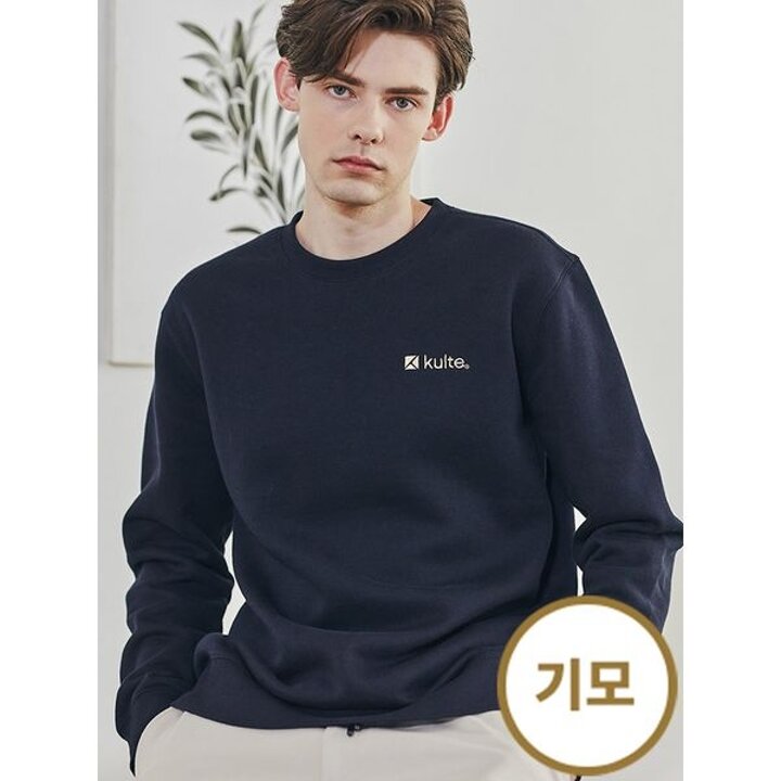 [하프클럽/쿨트]남성 애슬래틱 캐주얼 기모 맨투맨 네이비