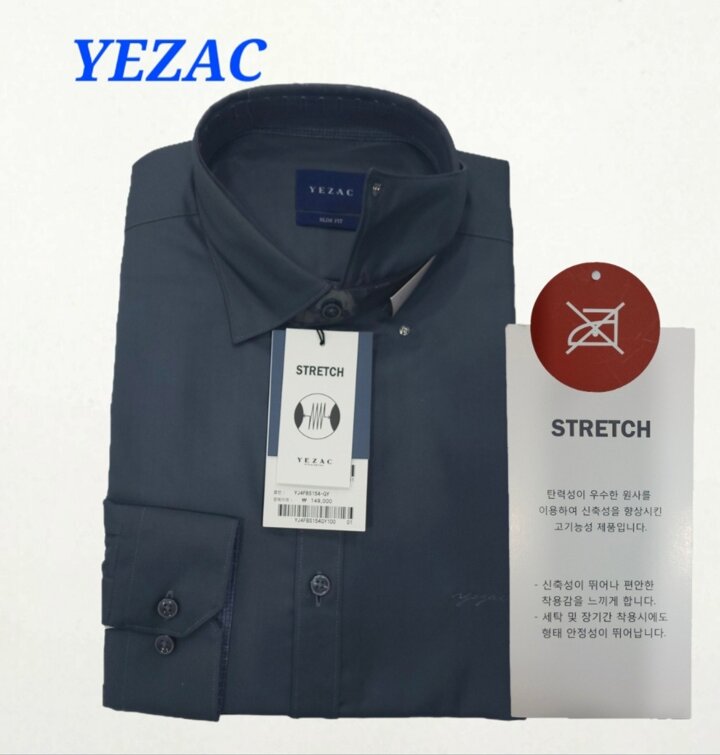 구김없고 다림질NO 스트레치 긴소매 슬림핏 스냅단추(똑딱이) 카라소매배색 YJ4FBS154
