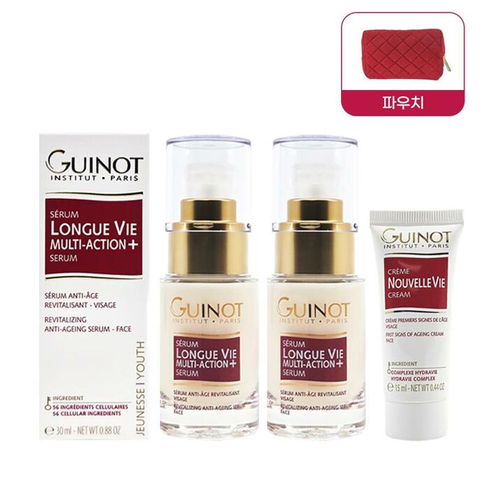 기노 세럼 롱그비 멀티 액션 플러스 30ml 2개+크림 15ml+파우치 프랑스