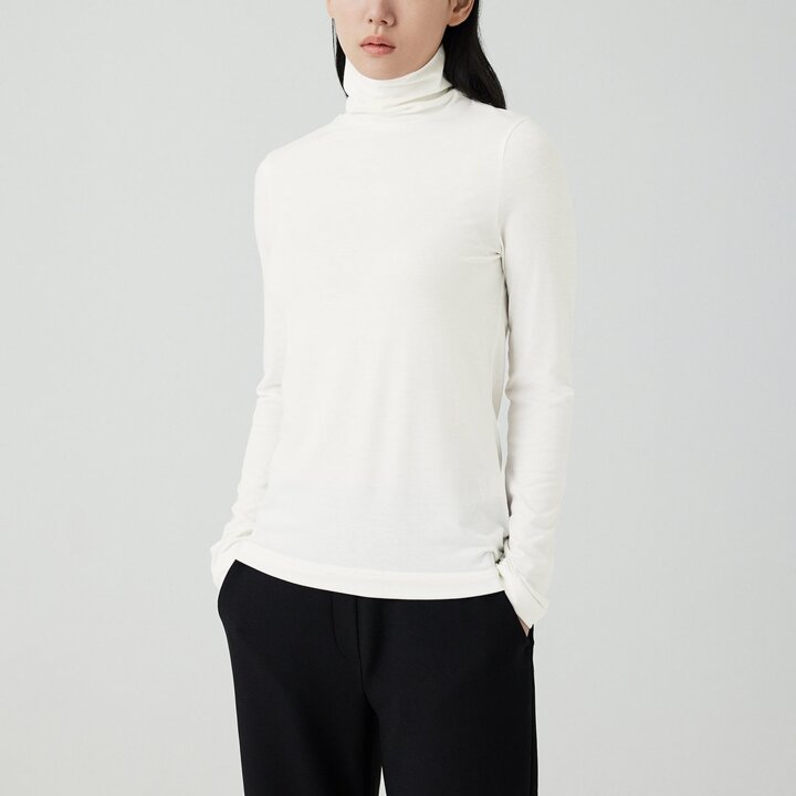[JAJU/자주] 여 소프트 터틀넥 티셔츠_화이트