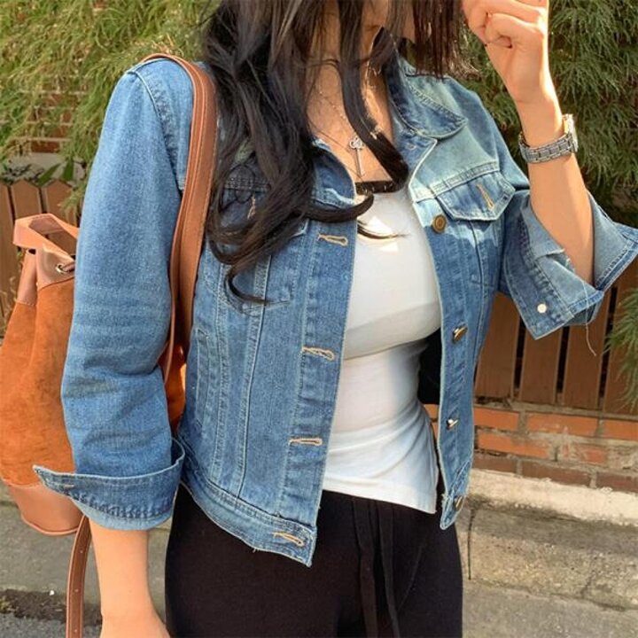 아트박스/옷자락 여자 봄재킷 7부 세미크롭 청자켓