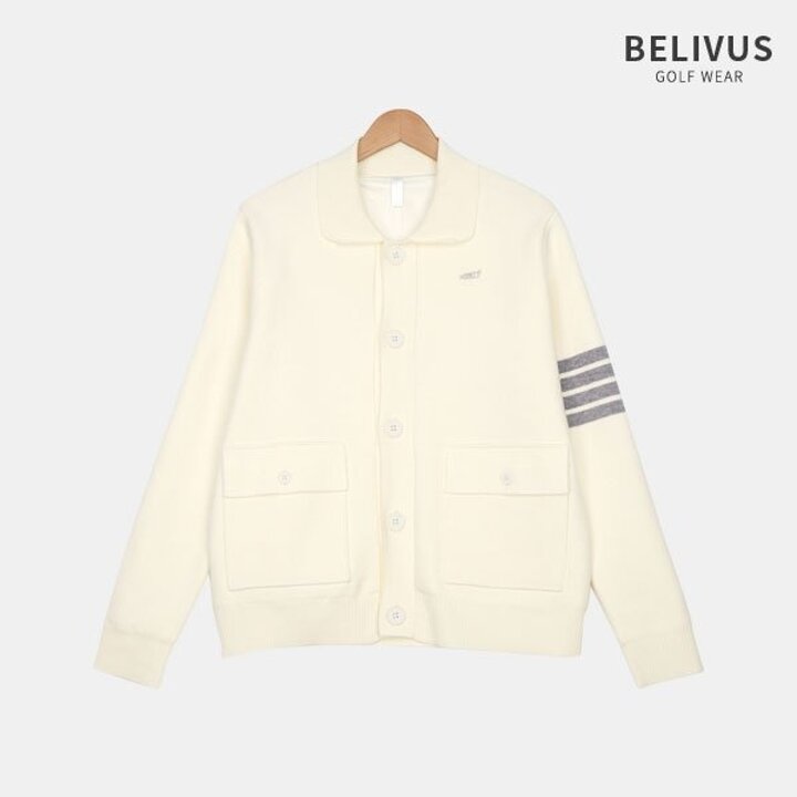 남자 방풍안감 카라 버튼 데일리 골프룩 니트 가디건 BOBT051