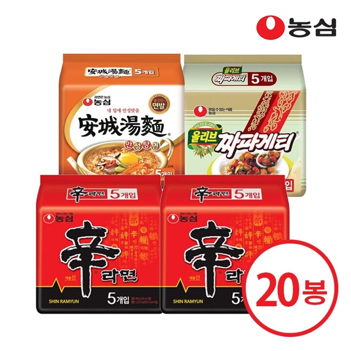 농심 신라면 10개 + 안성탕면 5개 + 짜파게티 5개