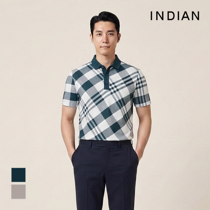 피케 사선 프린트 티_MITAS3M3321