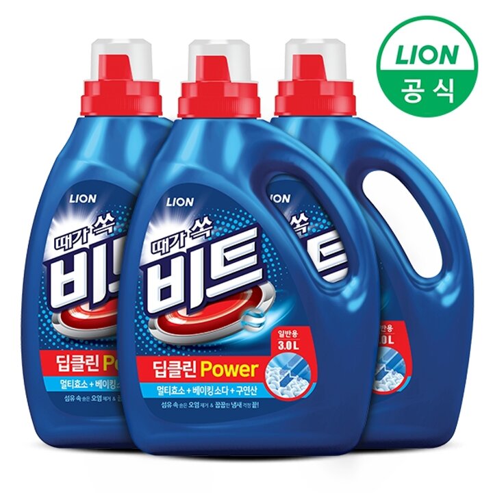 비트 세탁세제 딥클린파워 액체 3L용기(일반) 3개