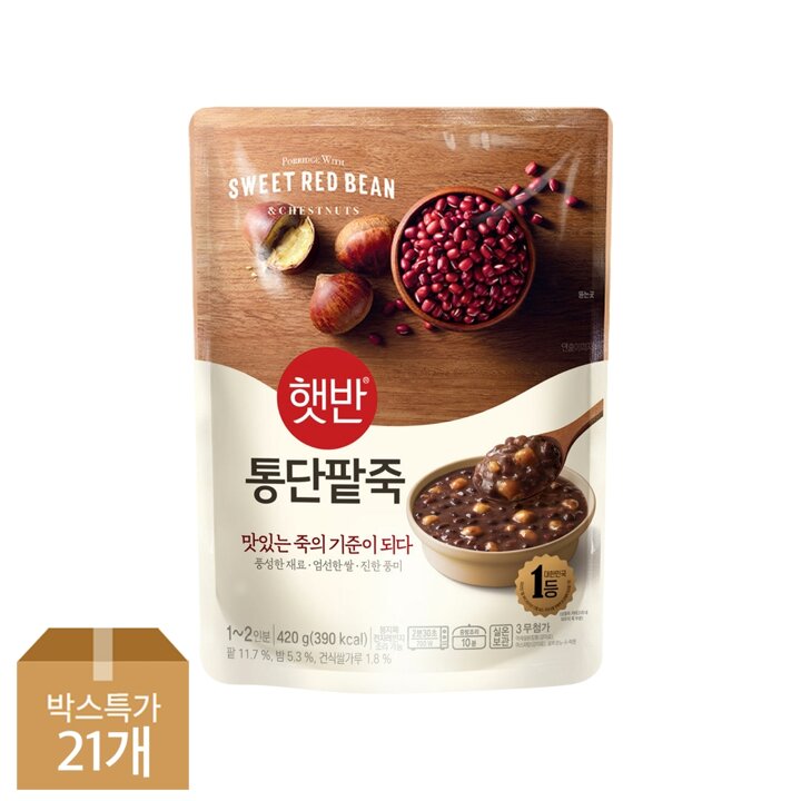 CJ 햇반죽 통단팥죽 420g X 21개