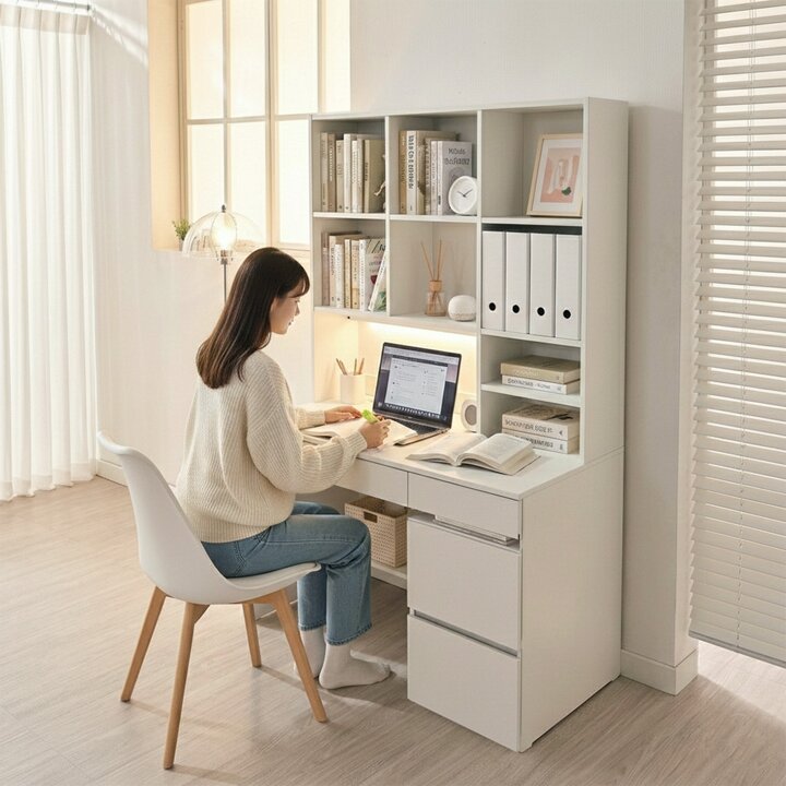 동서가구 플로이 LED 몰입형 정면책상 세트 1200 DF927898