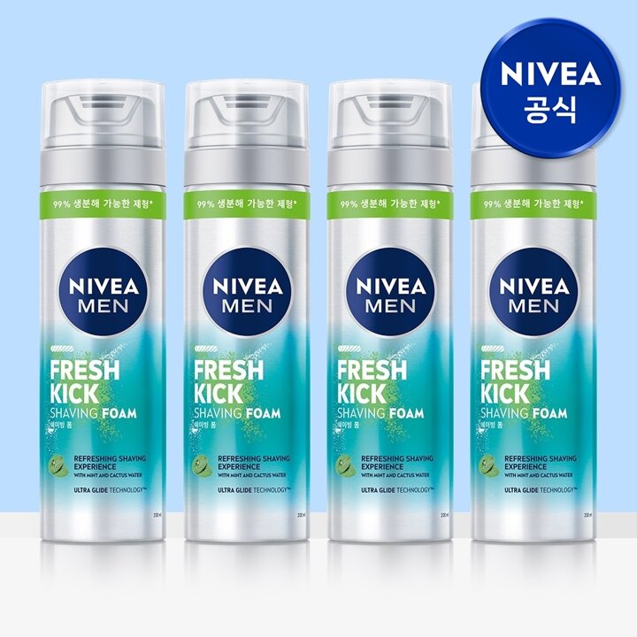 니베아 맨 프레시 킥 쉐이빙폼 200ml 4개