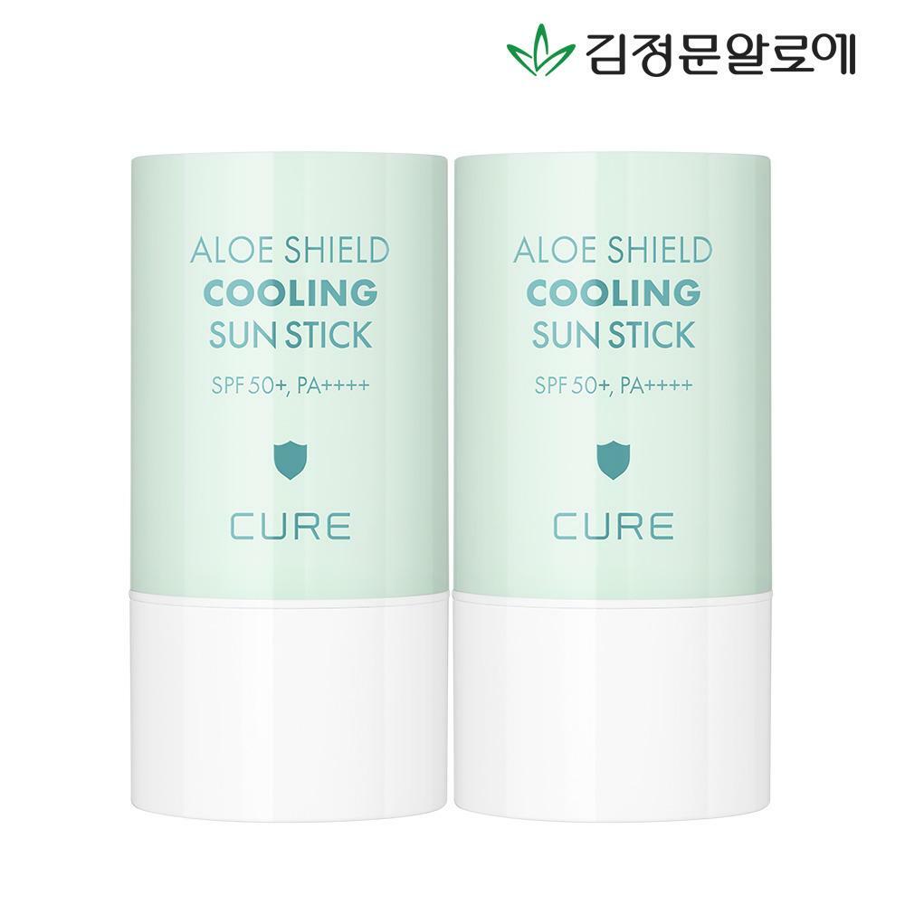 [김정문알로에][1+1] 큐어 알로에 쉴드 쿨링 민트 선스틱 23g (총2개)