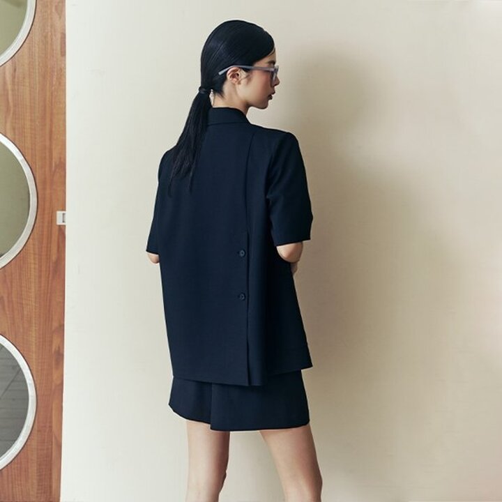 (신세계의정부점)(SET-아우터) 뒤트임 오버핏 반소매자켓 AR2EJ460 (4color)