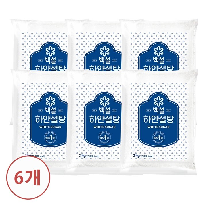 CJ제일제당 백설 하얀설탕 3kg x6개