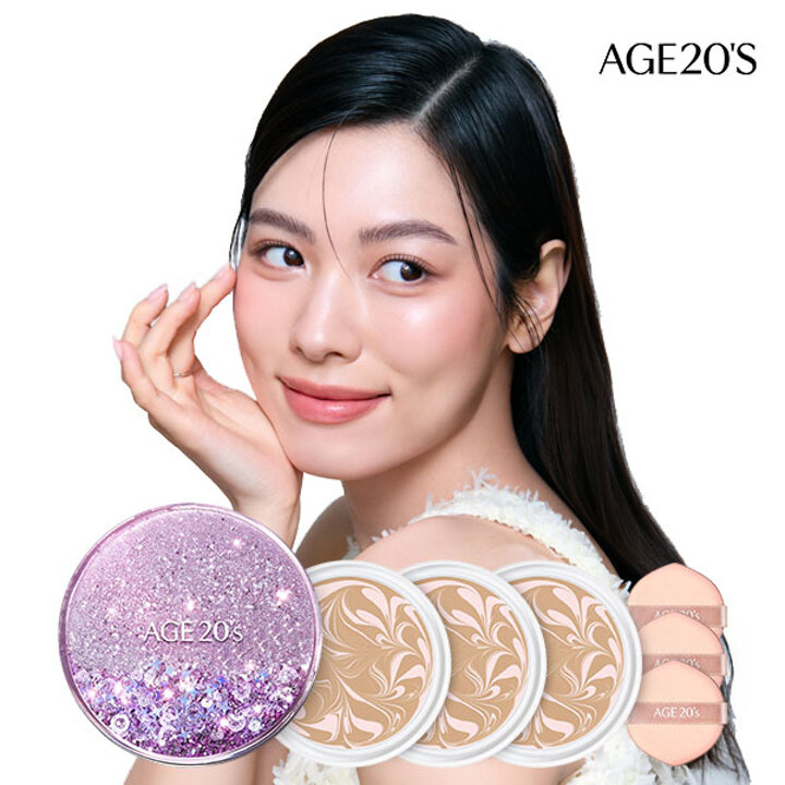 에이지투웨니스 샤이닝드롭 팩트 케이스+리필3개