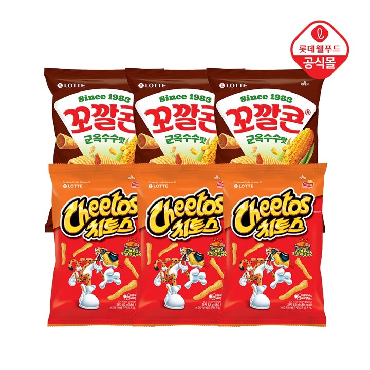 꼬깔콘 군옥수수 67gx3개+치토스 바비큐 82gx3개