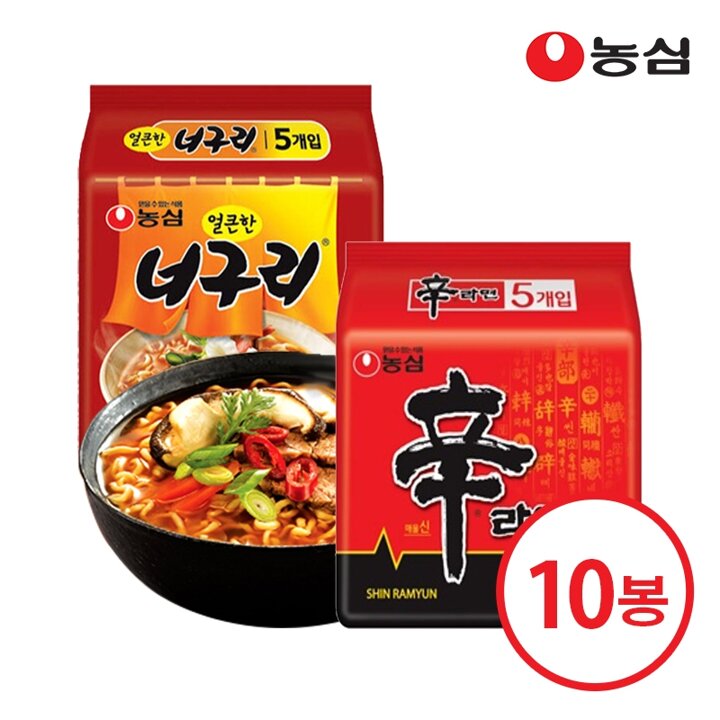 농심 신라면 5개 + 얼큰한너구리 5개